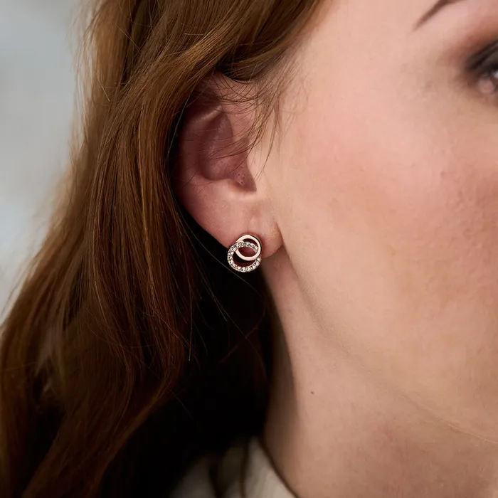 Olivia Burton Earrings Women Rose Gold Interlink Drop Stud Earrings