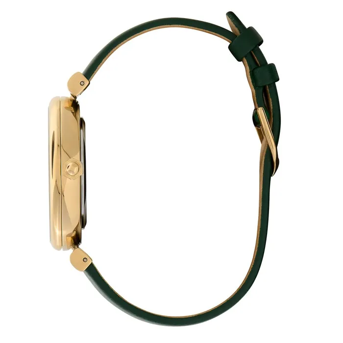 Olivia Burton Floral Watches Women 36mm Dogwood TBar Gold and Green Leather Strap Watch