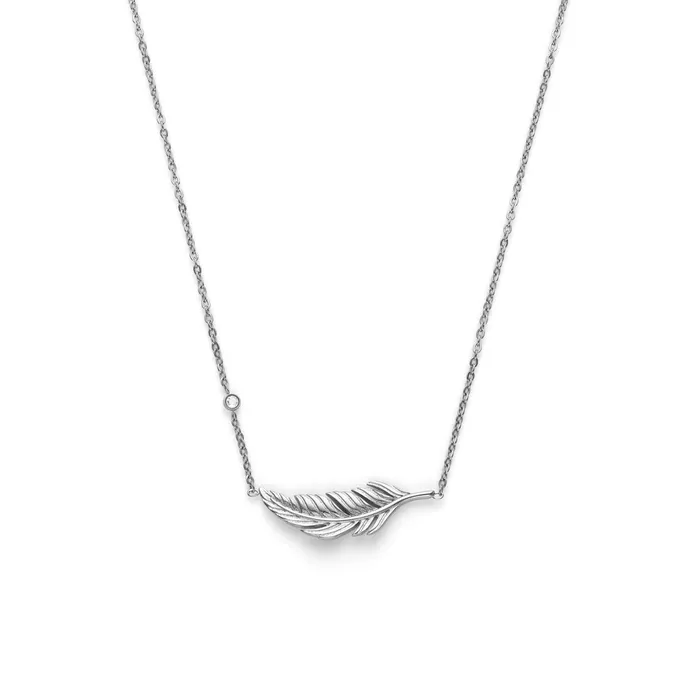 Olivia Burton Necklaces Women Feather Silver Tone Necklace