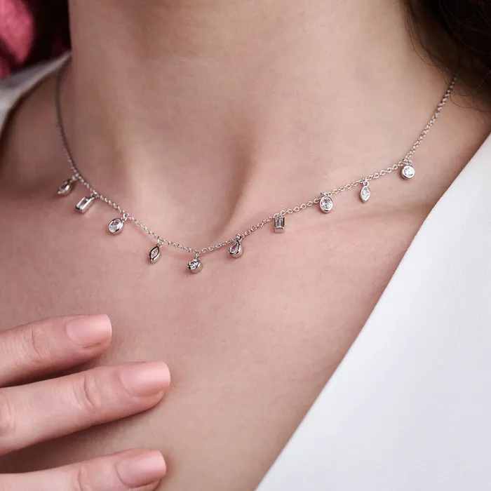 Olivia Burton Necklaces Women Silver Crystal Charm Necklace