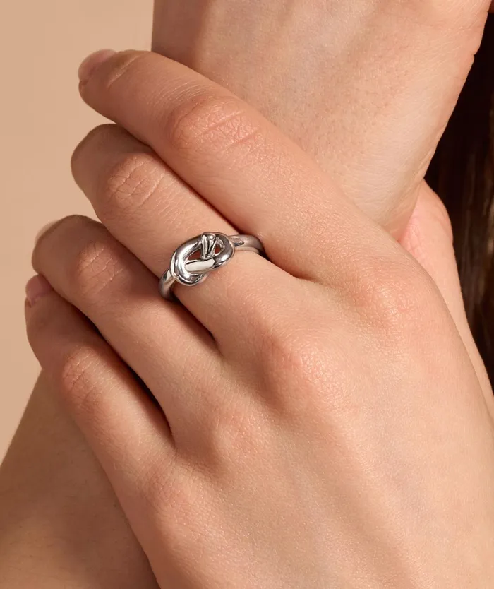 Olivia Burton Rings Women Lovers Knot Silver Tone Ring L