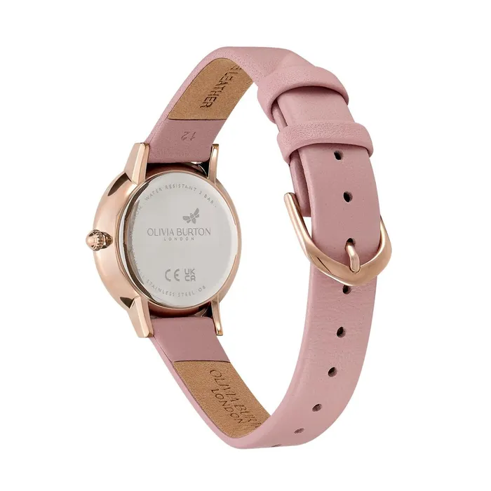 Olivia Burton Signature Watches Women 28mm Butterfly Ultra Slim Rose Gold and Mellow Rose Leather Strap Watch