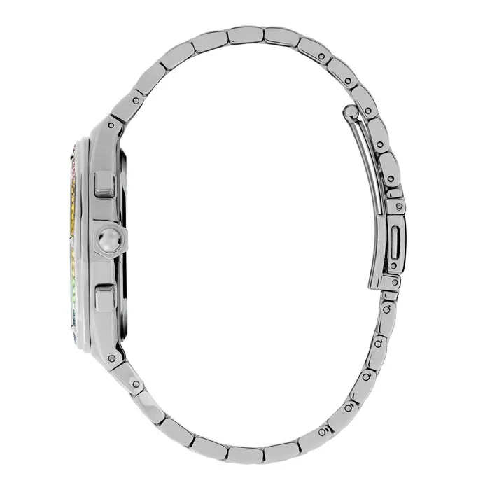 Olivia Burton Sports Luxe Watches Women 38mm Hexa MultiFunction Rainbow and Silver Bracelet Watch