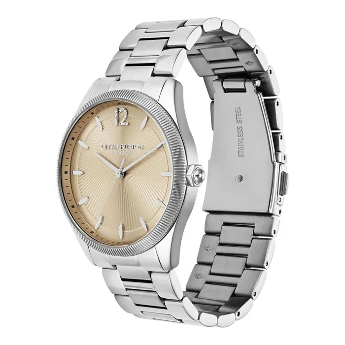 Olivia Burton Sports Luxe Watches Women 38mm Radiate Nude and Silver Bracelet Watch