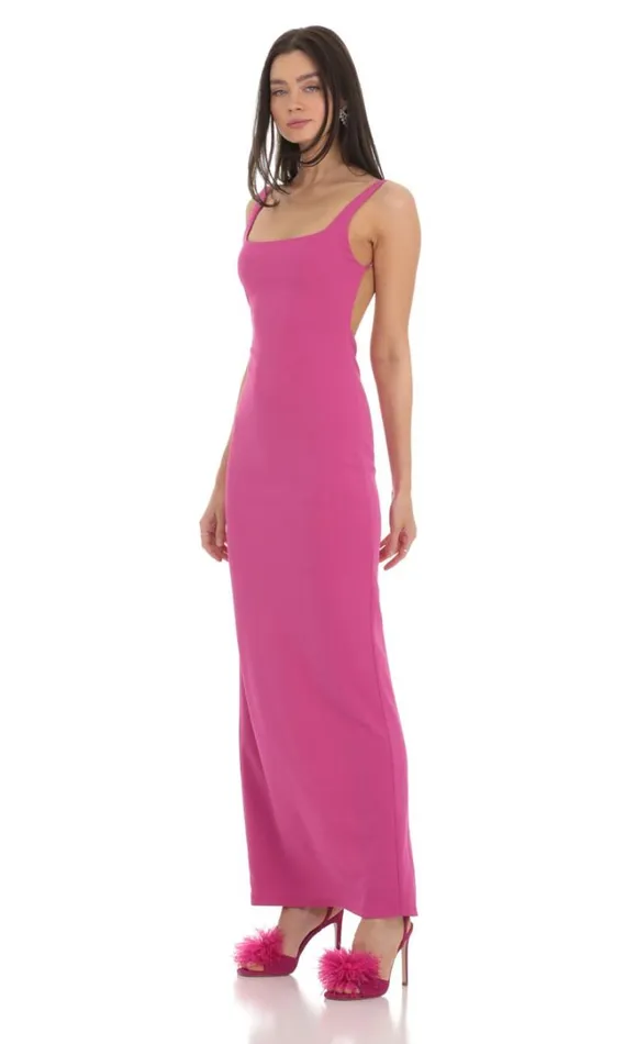 Open Back Square Neck Maxi Dress Magenta Women LUCY IN THE SKY Maxi Dresses Open Back Square Neck Maxi Dress Magenta Women LUCY IN THE SKY Maxi Dresses