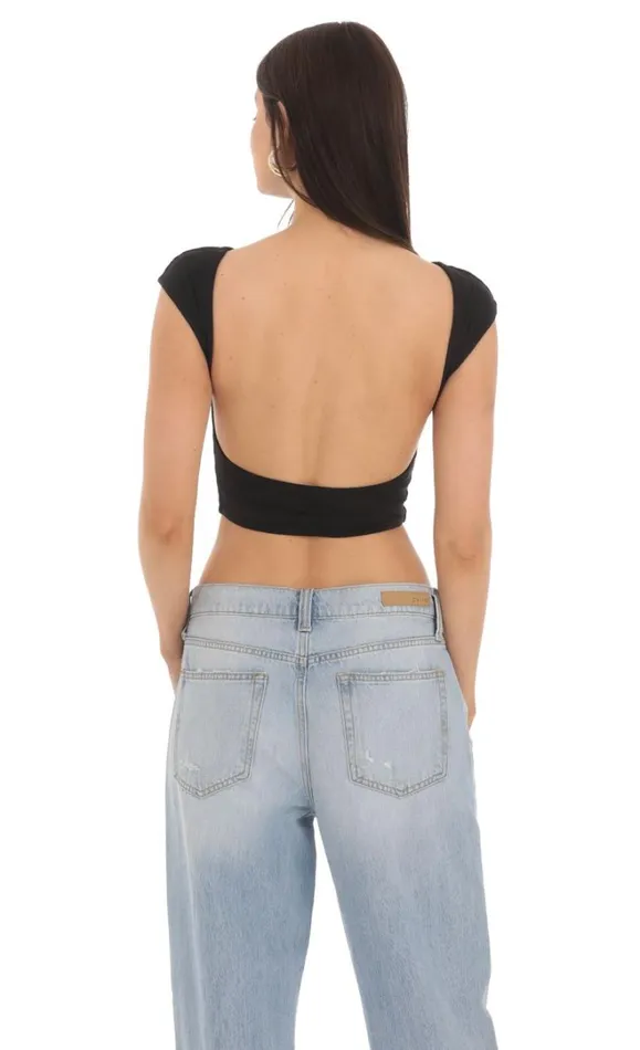 Open Back Top Black Women LUCY IN THE SKY Tops