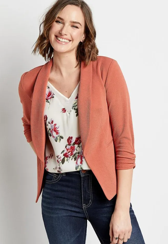Orange Open Front Blazer Women Maurices Tops