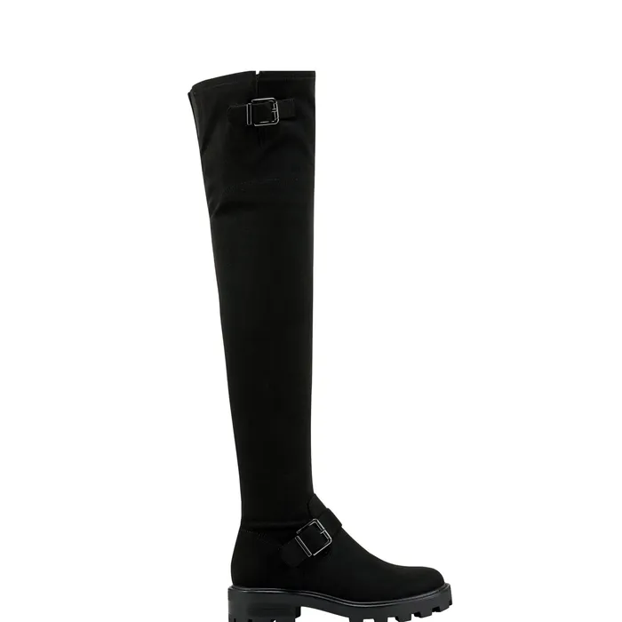 OTK Boots Marc Fisher Women Ganven Lug Sole Over The Knee Boot Black
