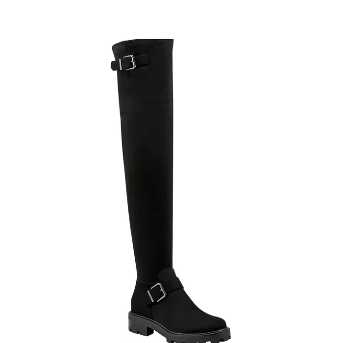 OTK Boots Marc Fisher Women Ganven Lug Sole Over The Knee Boot Black