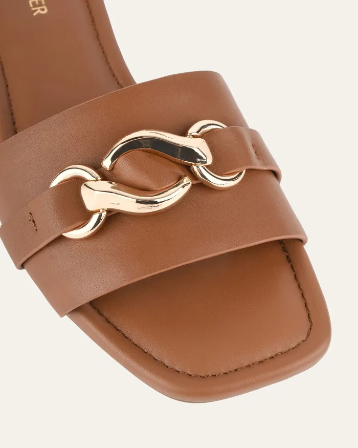 Pablo flat slide dark tan leather Women SLIDES jomercer Pablo flat slide dark tan leather Women SLIDES jomercer