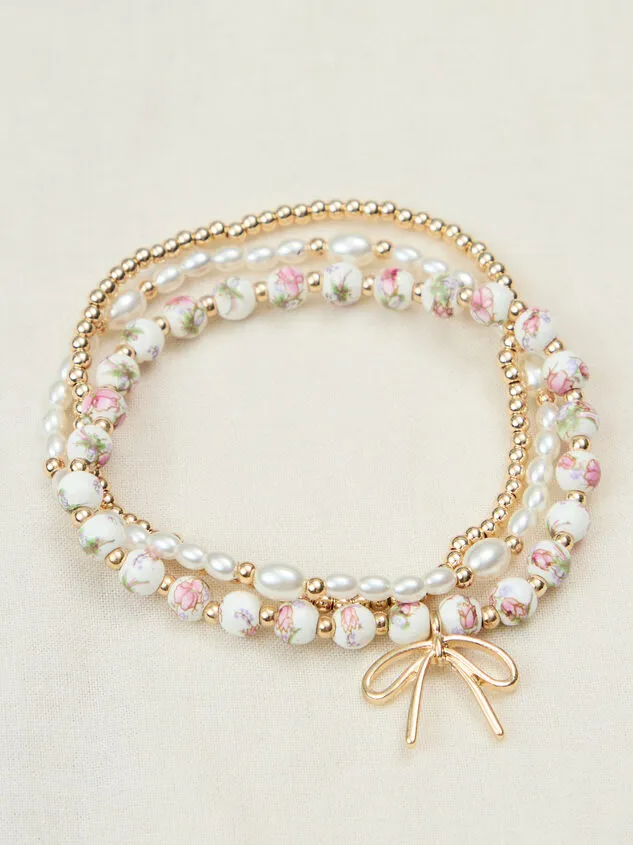 Painted Beads And Bow Bracelet Set Mauve Women Altar039d State Bracelets Painted Beads And Bow Bracelet Set Mauve Women Altar039d State Bracelets