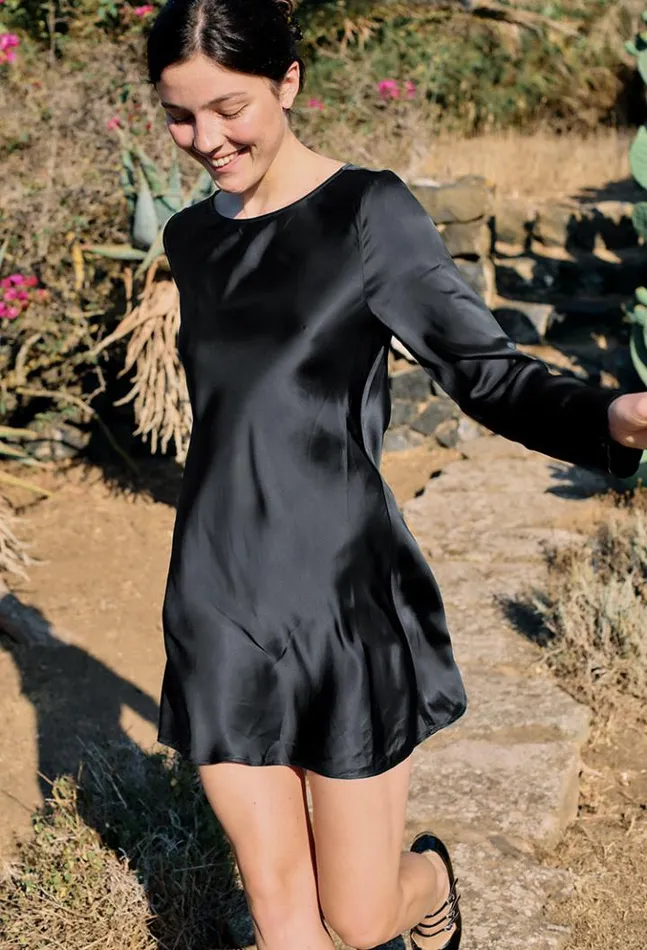 Patrice Black Satin Mini Dress Women Ciao Lucia Satin Dresses