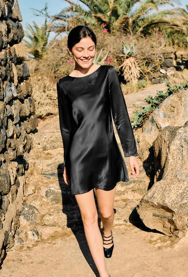 Patrice Black Satin Mini Dress Women Ciao Lucia Satin Dresses