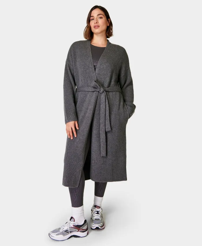 Pinnacle Wool Cardigan Slate Grey Women Knitwear Sweaty Betty