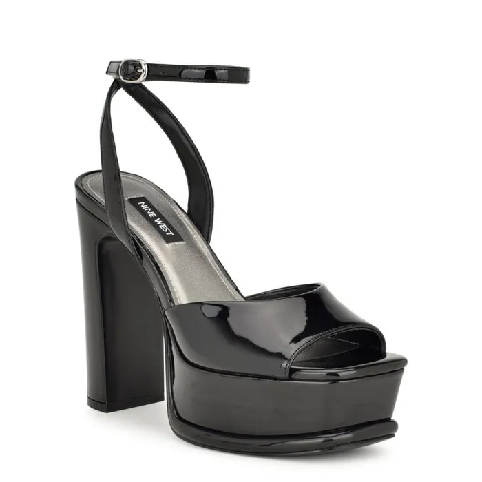 Platt Platform Ankle Strap Sandals Black Patent Women Nine West Sandals Platt Platform Ankle Strap Sandals Black Patent Women Nine West Sandals