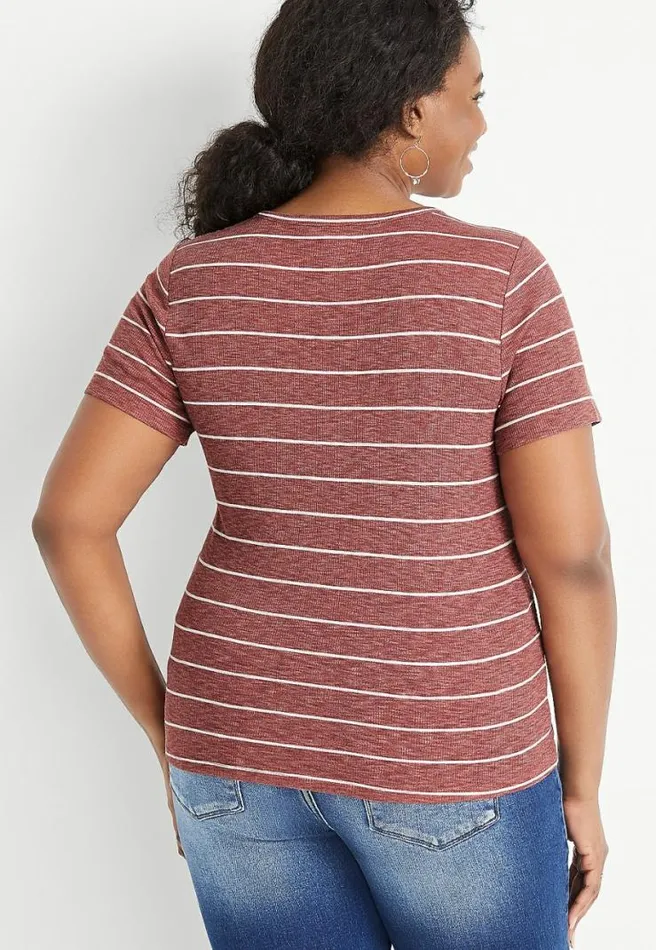 Plus Size 247 Red Striped Rib Knit Tuck In Tee Women Maurices Plus Tops