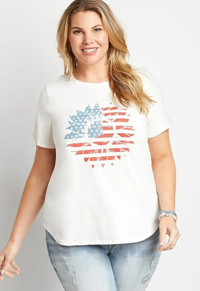 Plus Size Americana Sunflower Graphic Tee Women Maurices Plus Tops