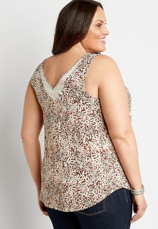 Plus Size Animal Print Sheer Inset V Neck Tank Top Women Maurices Plus Tops