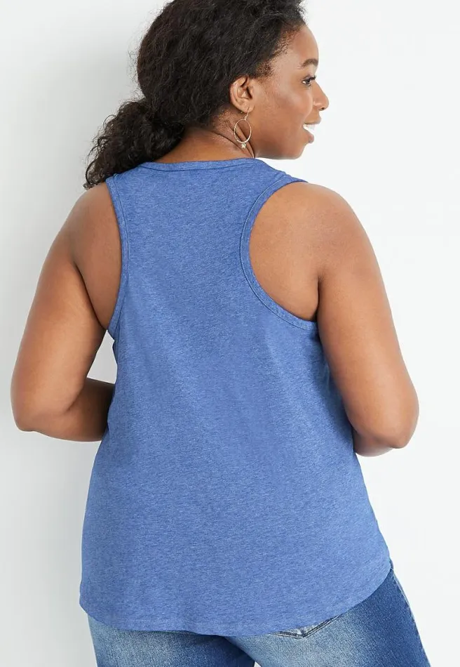 Plus Size Blue Metallic Pineapple Graphic Tank Top Women Maurices Plus Tops