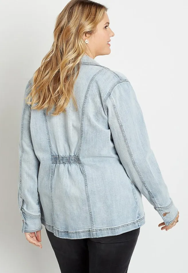 Plus Size Denim Pocket Utility Jacket Women Maurices Plus Tops