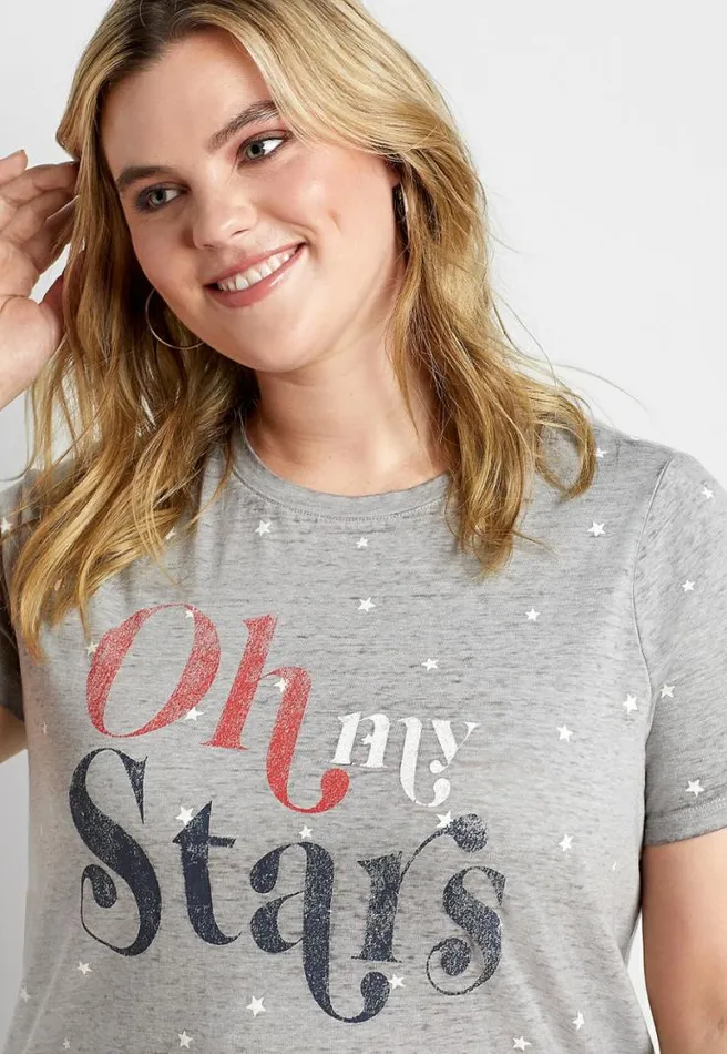 Plus Size Gray Americana Oh My Stars Graphic Tee Women Maurices Plus Tops
