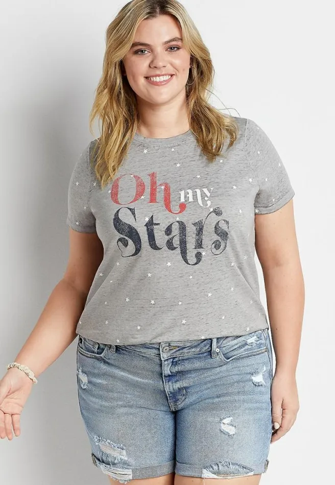 Plus Size Gray Americana Oh My Stars Graphic Tee Women Maurices Plus Tops