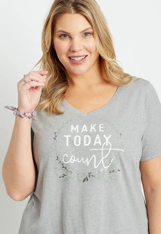 Plus Size Gray Make Today Count Graphic Tee Women Maurices Plus Tops