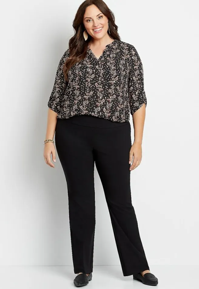 Plus Size High Rise Black Bengaline Stacked Waist Bootcut Pant Women Maurices Plus Bottoms Plus Size High Rise Black Bengaline Stacked Waist Bootcut Pant Women Maurices Plus Bottoms