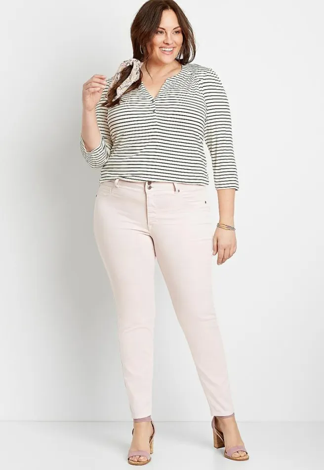 Plus Size High Rise Light Pink Double Button Jegging Made With RepreveandReg Women Maurices Plus Jeans Plus Size High Rise Light Pink Double Button Jegging Made With RepreveandReg Women Maurices Plus Jeans