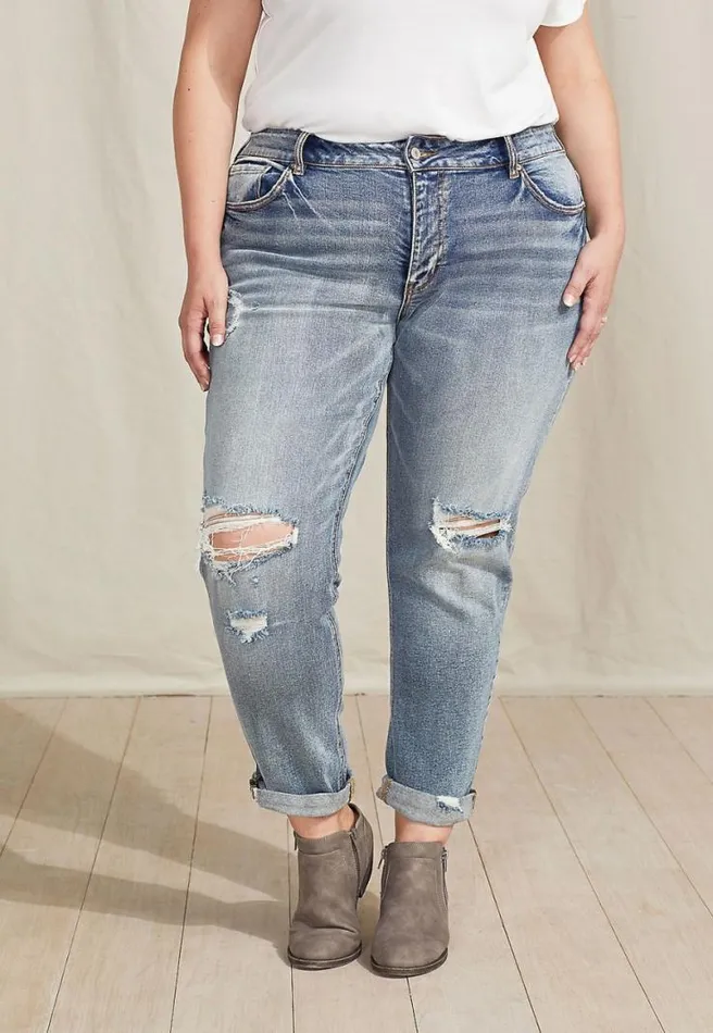 Plus Size Kancan Vintage Medium Tint Boyfriend Jean Women Maurices Plus Jeans