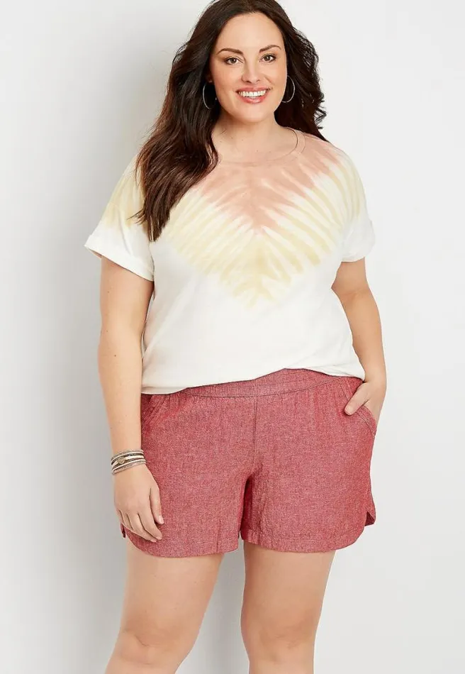 Plus Size Red Linen Pocket Dolphin 4In Short Women Maurices Plus Bottoms