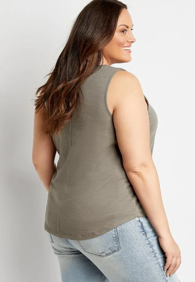 Plus Size Solid Macrame High Neck Tank Top Women Maurices Plus Tops