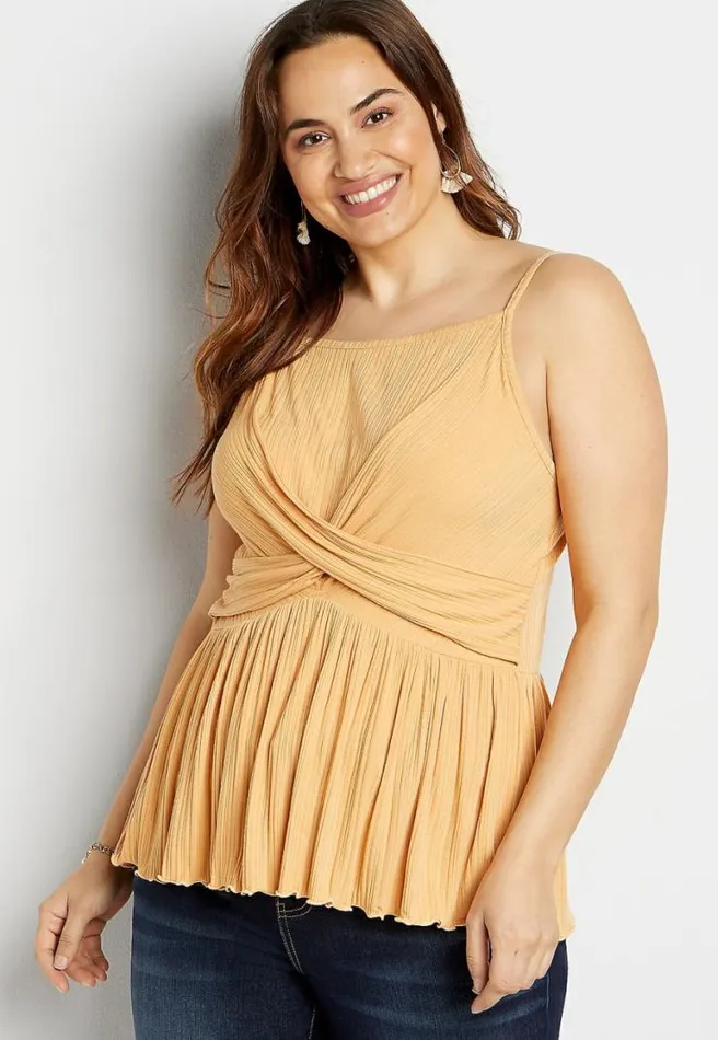 Plus Size Solid Twist Front High Neck Tank Top Women Maurices Plus Tops