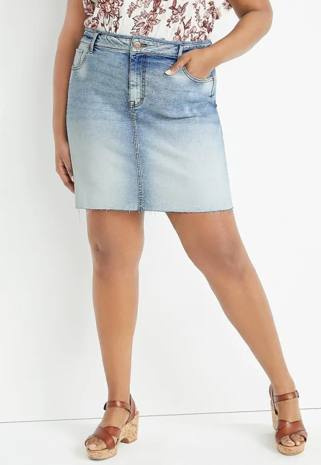 Plus Size Vintage High Rise Light Wash Fray Hem Denim Skirt Women Maurices Plus Bottoms Plus Size Vintage High Rise Light Wash Fray Hem Denim Skirt Women Maurices Plus Bottoms