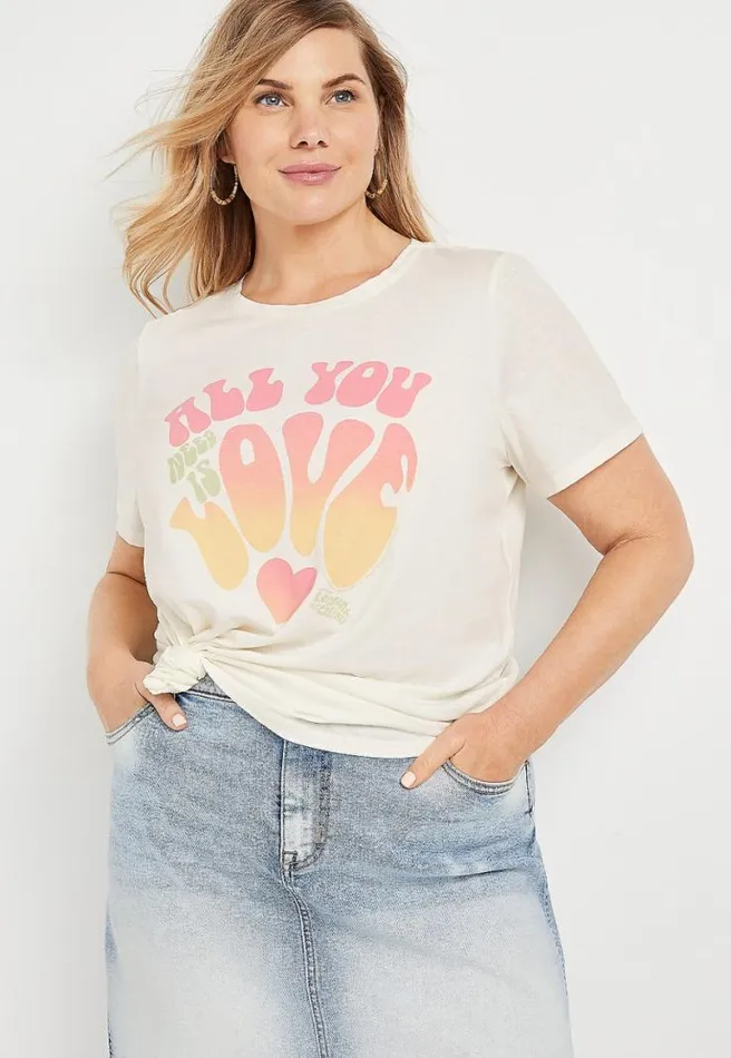 Plus Size White All You Need Is Love Graphic Tee Women Maurices Plus Tops