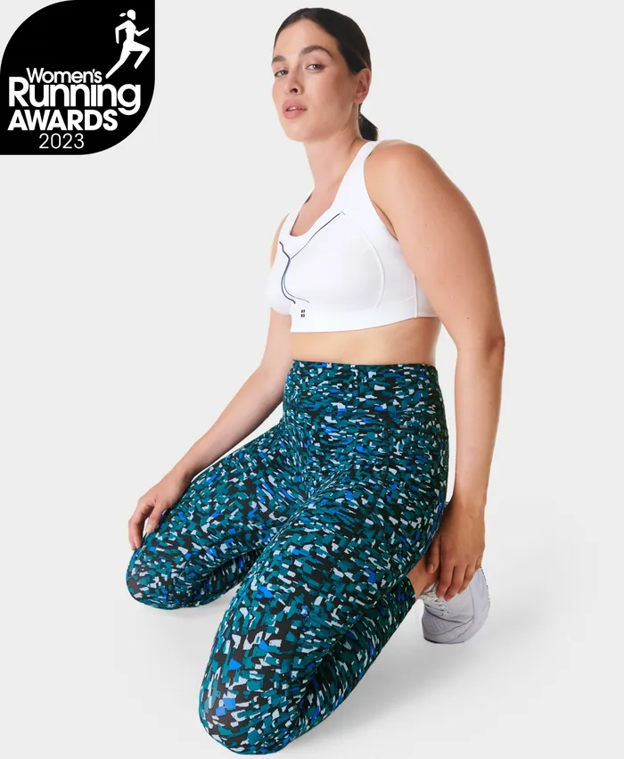 Pocketed Sweaty Betty Women Zero Gravity 78 Running Leggings Blue Weave Print