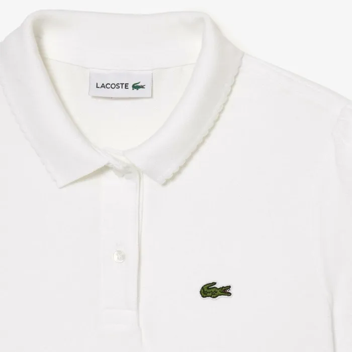 Polos Kids Lacoste Kids039 Scalloped Collar Mini Piqu Polo White 001
