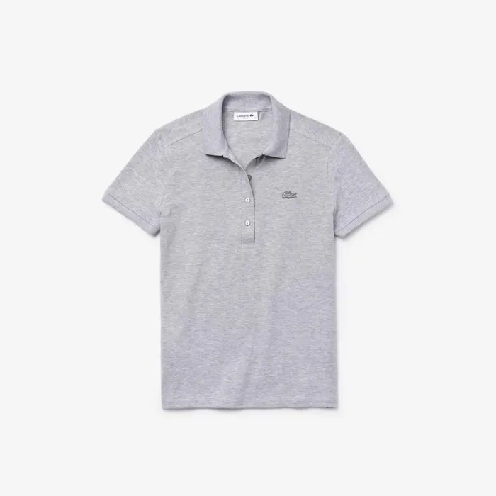 Polos Women Lacoste Women039s L12D Slim Fit Stretch Mini Piqu Polo Grey Chine Cca