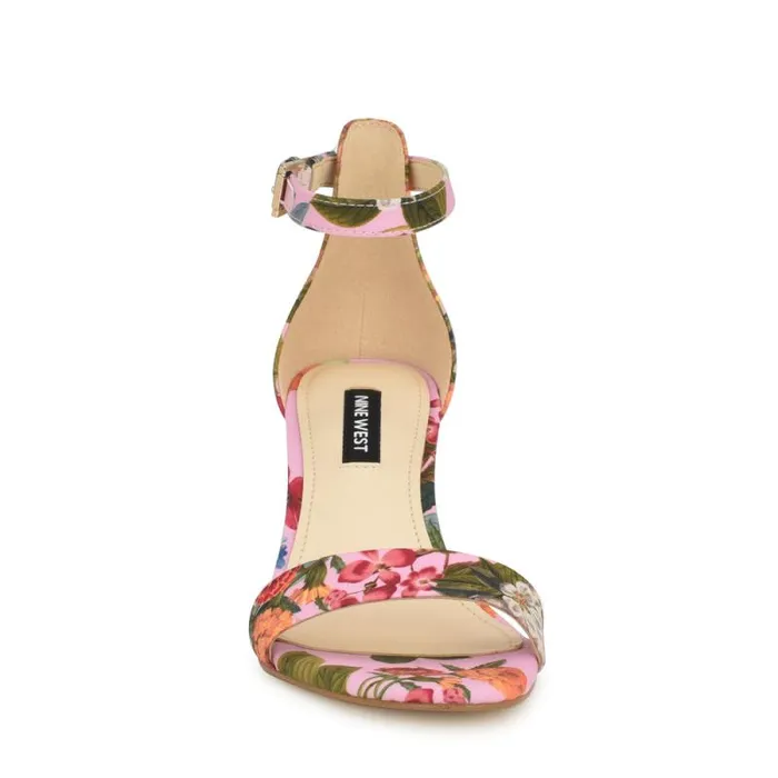 Pruce Ankle Strap Block Heel Sandals Pink Floral Women Nine West Sandals Pruce Ankle Strap Block Heel Sandals Pink Floral Women Nine West Sandals