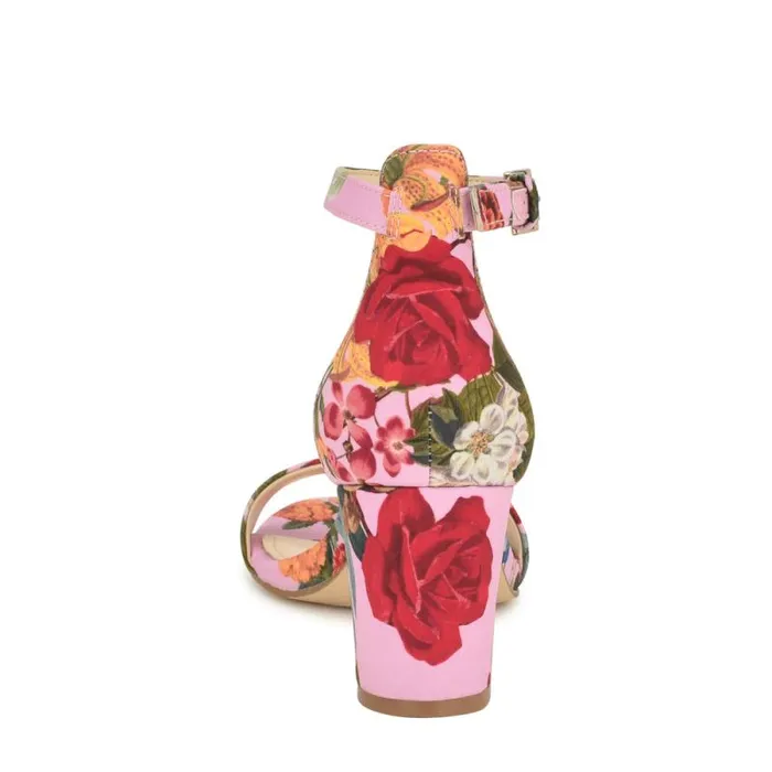 Pruce Ankle Strap Block Heel Sandals Pink Floral Women Nine West Sandals Pruce Ankle Strap Block Heel Sandals Pink Floral Women Nine West Sandals