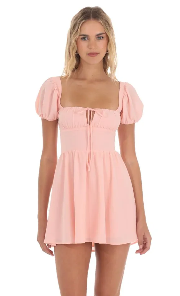 Puff Sleeve Mini Dress Pink Women LUCY IN THE SKY Mini Dresses Puff Sleeve Mini Dress Pink Women LUCY IN THE SKY Mini Dresses