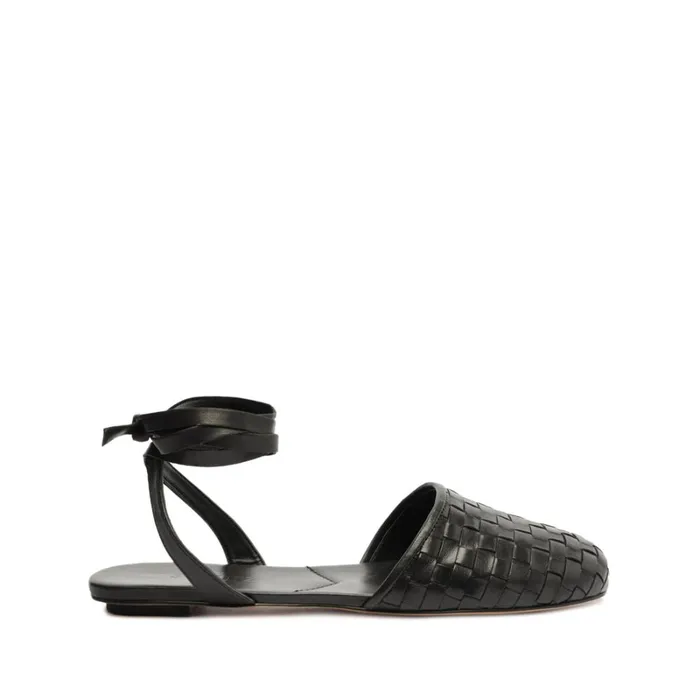 Pumps Ariel Woven Leather Flat Black Schutz Shoes Pumps
