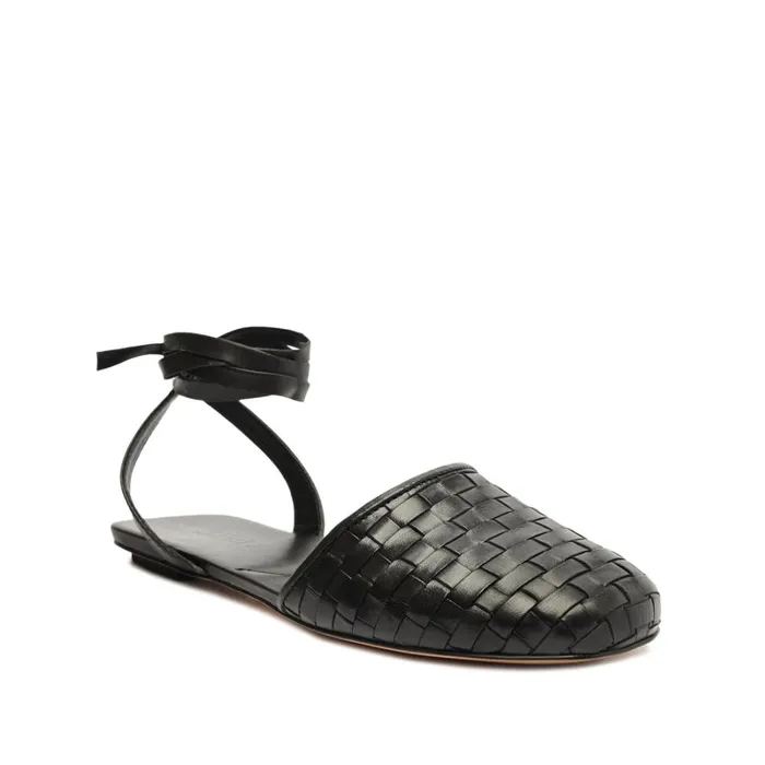 Pumps Ariel Woven Leather Flat Black Schutz Shoes Pumps