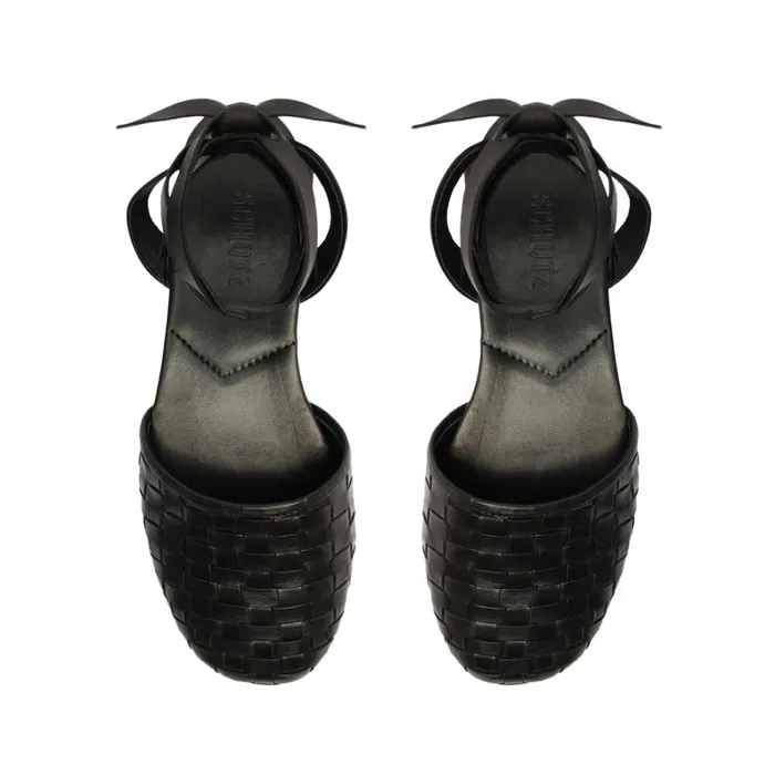 Pumps Ariel Woven Leather Flat Black Schutz Shoes Pumps