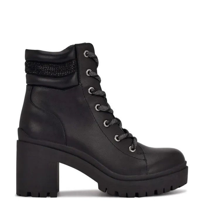 Quona Combat Booties Black Women Nine West Boots and Booties