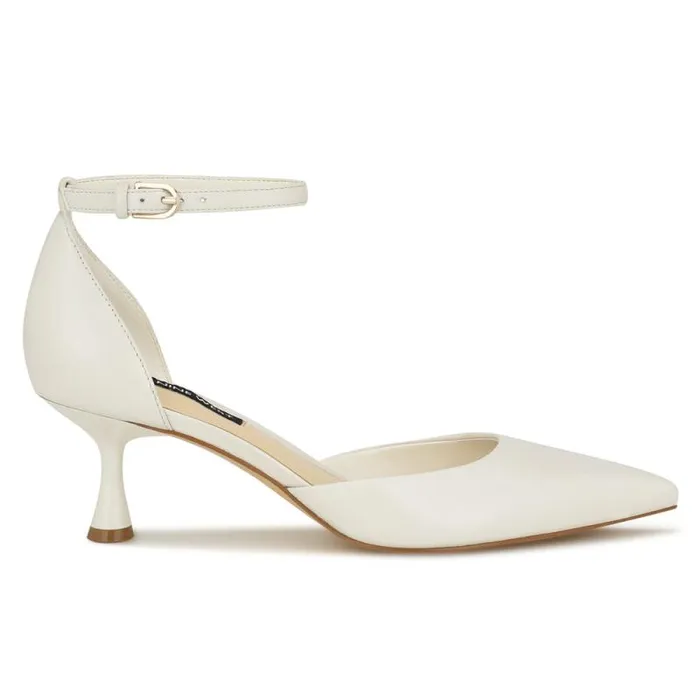 Racha Ankle Strap Pumps White Women Nine West Heels