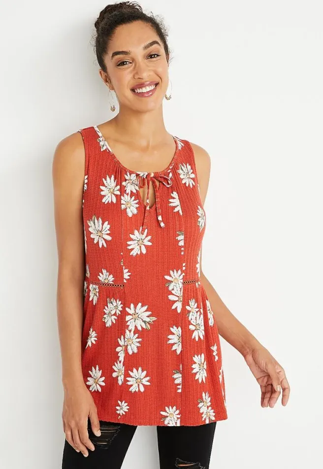 Red Daisy Tunic Tank Top Women Maurices Tops