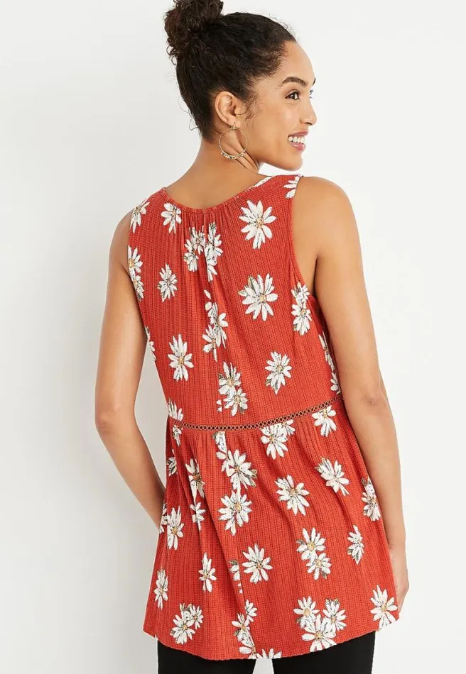 Red Daisy Tunic Tank Top Women Maurices Tops