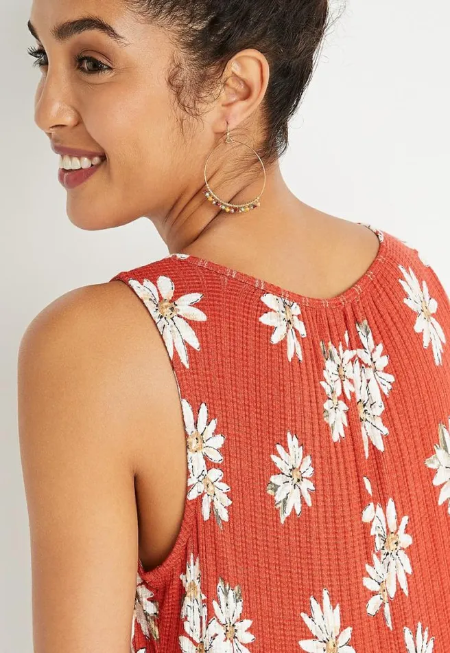 Red Daisy Tunic Tank Top Women Maurices Tops