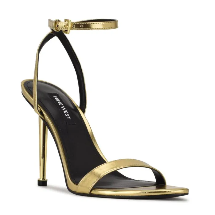 Reina Ankle Strap Sandals Gold Women Nine West Heels Reina Ankle Strap Sandals Gold Women Nine West Heels
